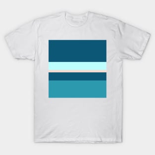 A singular joint of Oxford Blue, Blue Sapphire, Christmas Blue, Italian Sky Blue and Pale Pink stripes. T-Shirt